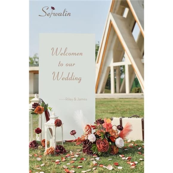 Artificial Flowers Silk Flower Cake Flowers Fake Roses Orange Burgundy Flowers - Picture 2 of 6